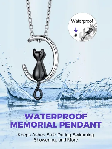 Vista 4 de Richsteel Collares de urna para cenizas para mujeres y hombres, collar con colgante de cremación para cenizas, joyería conmemorativa de acero