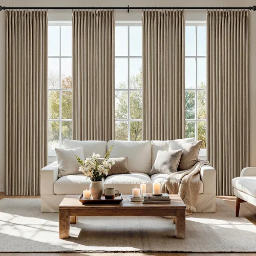 Vista 13 de MIULEE Juego de 4 paneles de cortinas plisadas de lino de 40 x 84 pulgadas Beige Blanco