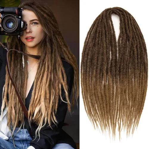 Vista 4 de 20 hebras de 24 pulgadas, extensiones de rastas color burdeos, rastas de cabello de ganchillo para mujer, hechas a mano, suaves, trenzas de cabello