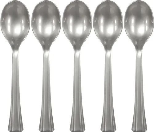 Vista 7 de Lillian tablesettings 48 cubiertos de plástico., tenedores, Transparente