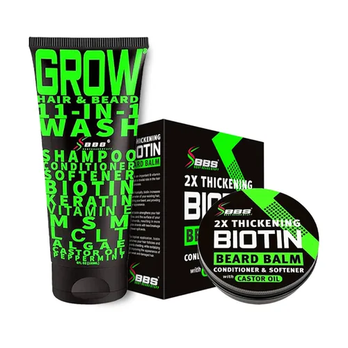 Vista 10 de Bálsamo de biotina para barba y bigote 2 veces más espesante, acondicionador vegano sin enjuague, suavizante natural, hidratante con aceite
