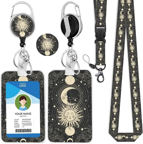 Vista 36 de Cordones azul bebé para llaves Portador de Insignias, Carrete de Insignias Retráctil con Clip de Mosquetón y Cordón Desmontable, Linda Tarjeta