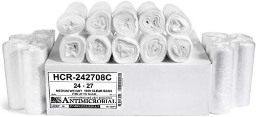 Vista 64 de Aluf Plastics Bolsas de basura de alta densidad, 10 galones, 4000 unidades, 6 micras (eq), 24 x 24 pulgadas, negras, para baño, oficina, industrial