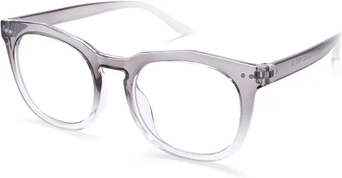 Vista 6 de Lentes cuadrados redondos transparentes sin receta de gran tamaño con marco de polígono degradado, anteojos falsos de moda para mujeres y hombres TR