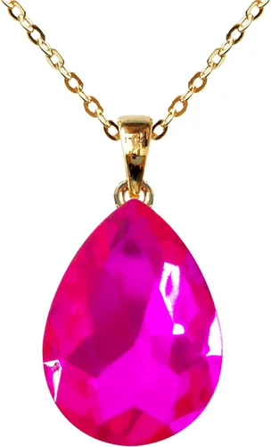 Vista 9 de Navachi Collar con colgante de circón en forma de pera con gota de agua chapada en oro de 18 quilates 16 "+2" Negro