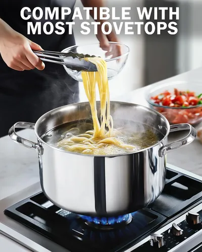 Vista 3 de Cooks Standard Olla para Caldo de Acero Inoxidable Multi-Capa, Olla Holandesa de 7 Cuartos para Cocinar Pasta y Enlatado con Tapa, Olla Profunda