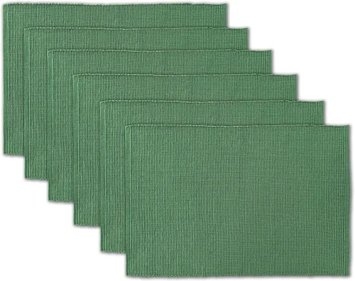 Vista 2 de AVKA Studio Paquete de manteles de algodón acanalado y servilletas con estampado de algodón, paquete de 6 unidades, color verde