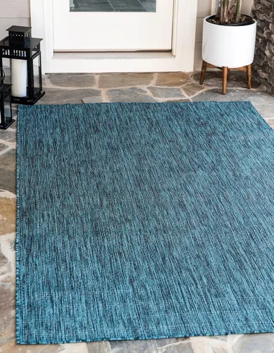 Vista 121 de Unique Loom Collection - Alfombra casual de transición sólida jaspeada para interiores y exteriores