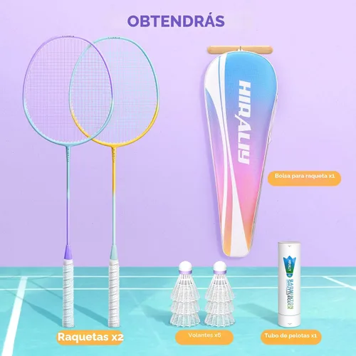 Vista 8 de HIRALIY Badminton Rackets Set for Backyards, Badminton Set, Includ 2/4 Rackets, 6/12 Birdies, 1 Carrying Bag, Outdoor Game for Adult Family Beginner