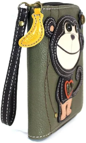 Vista 2 de Chala Monkey - Cartera de pulsera con cremallera, Oliva oscuro