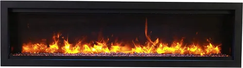 Vista 4 de Amantii Symmetry - Chimenea eléctrica a medida de 60 pulgadas para interiores y exteriores, WiFi habilitada, control remoto multifunción, llama