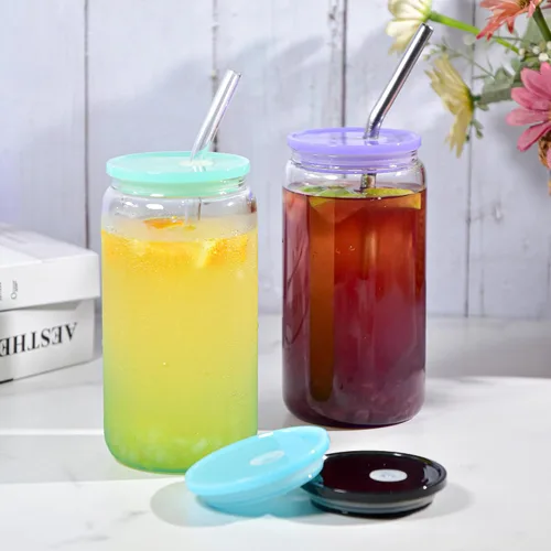 Vista 6 de 40 Piezas Tapas Acrílicas para Vasos de Vidrio de 16 Onzas Tapas de Repuesto de Vasos de Plástico a Prueba de Derrames Tapa de Vaso de Vidrio