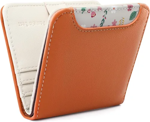 Vista 11 de Billetera pequeña para mujer, con bloqueo RFID, de piel, plegable, para tarjetas de crédito, con ventana de identificación, con cremallera, bolsillo