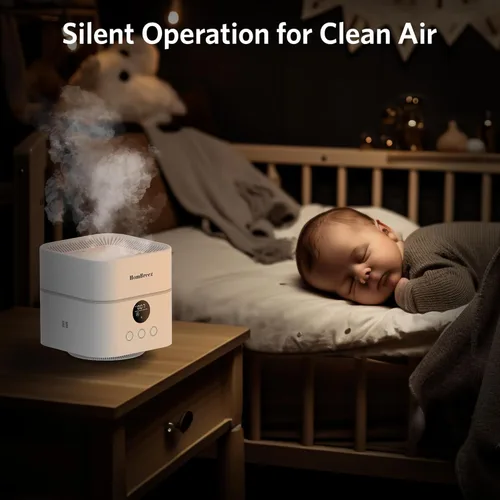 Vista 7 de Purificador de Aire y Humidificador Combo para Dormitorio, Cubre hasta 200 pies², Filtro H13 HEPA Verdadero, Tanque de Agua de 500ML, Difusor