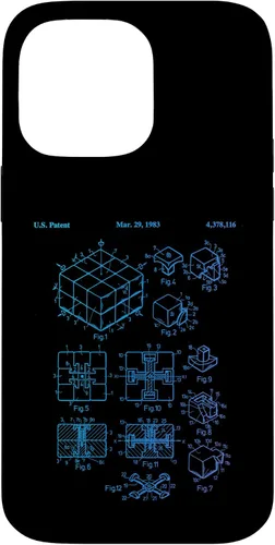 Vista 21 de Carcasa de matemáticas retro para iPhone 16 de cubo de rompecabezas competitivo Rubik Patent Speed Cubing