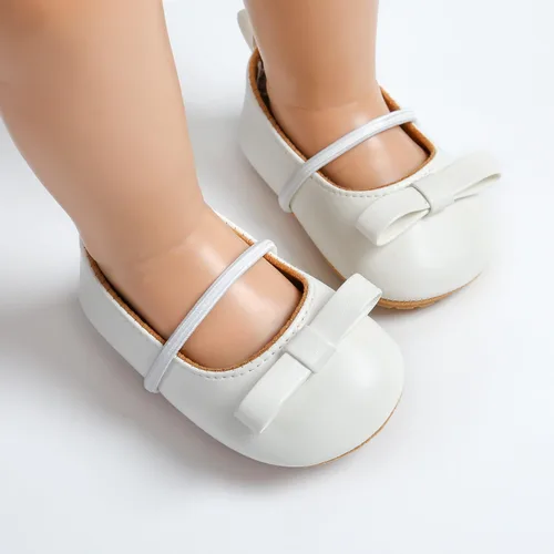 Vista 5 de Zapatos de bebé de primera calidad para niña, zapatos planos para caminar, suela suave, zapatos de princesa Mary Jane, zapatos de vestir de boda