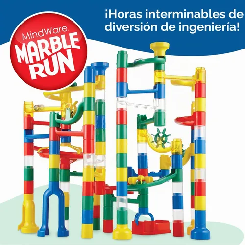 Vista 2 de MindWare Marble Run: juego de 123 piezas (103 piezas duraderas y 20 canicas) Juego de construcción STEM para niños