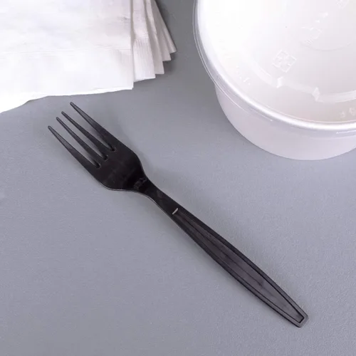 Vista 5 de Karat Tenedores de plástico resistentes envueltos individualmente, tenedores desechables resistentes para restaurantes y camiones de comida