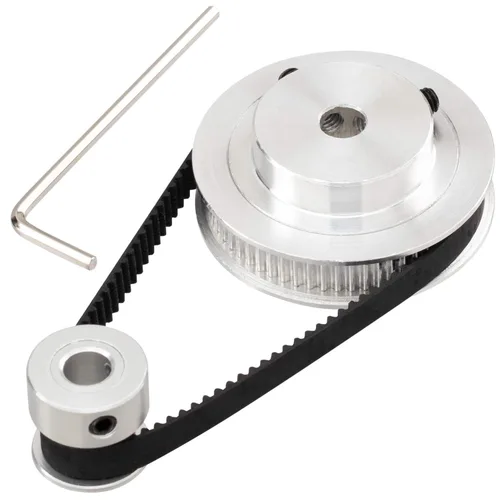 Vista 8 de PAGOW Rueda síncrona GT2 20 y 60 dientes de diámetro de 0.197 in, polea de distribución de aluminio con longitud 7.874 in de ancho y correa de 0.236