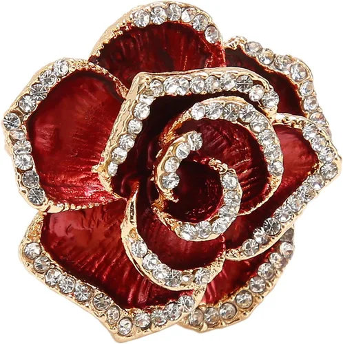 Vista 5 de Broche de flores para mujer, pétalo, burdeos, boda, exquisito, retro, aleación, pétalo, broche de pétalo, fiesta, elegante, exquisito, broche