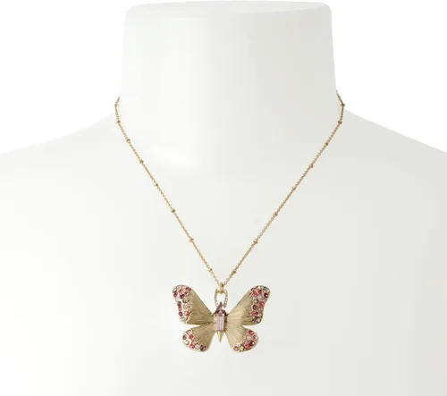Vista 2 de Betsey Johnson - Juego de collar con colgante de mariposa y pendientes de piedra