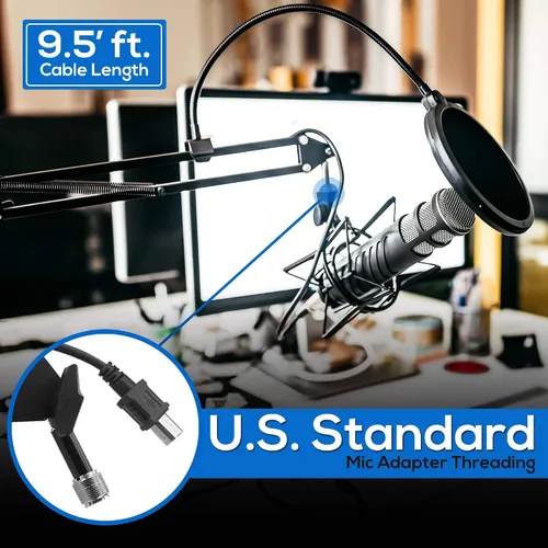 Vista 7 de Sound Around Soul Inscriptions Press PMKSHUSB04 - Soporte de micrófono de suspensión USB, ajustable, compacto, de acero duradero para estudio
