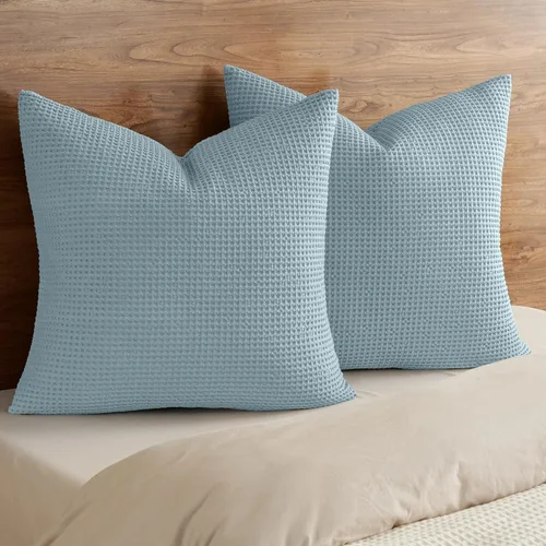 Vista 17 de PHF Funda de almohada 100% algodón con tejido de gofre, 22 x 22 pulgadas, sin relleno, paquete de 2 elegantes fundas de almohada cuadradas