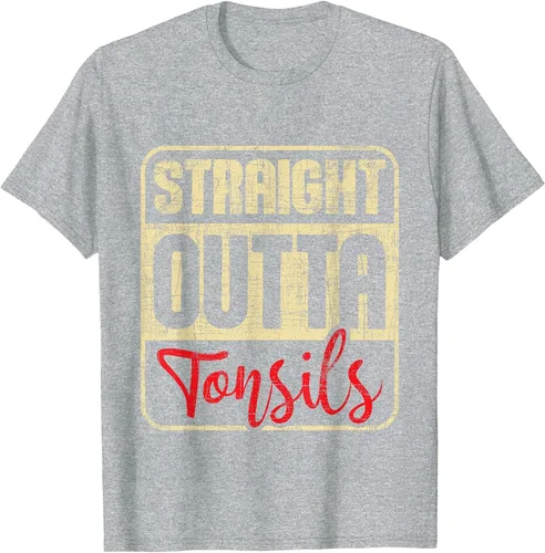 Vista 21 de Straight Outta Amígdalas - Camiseta de recuperación de cirugía de eliminación de amígdalas Asphalt Grey