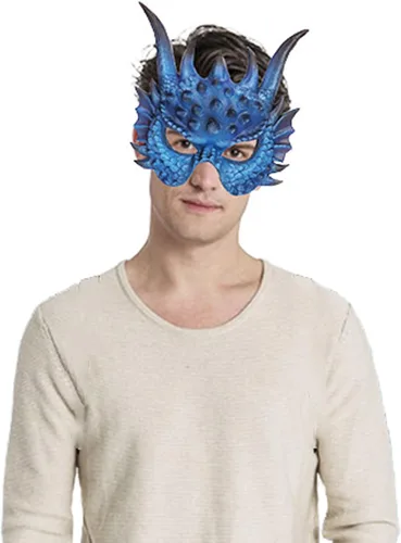 Vista 3 de Máscara de dragón de Halloween, máscara de espuma de media cara para disfraz de cosplay