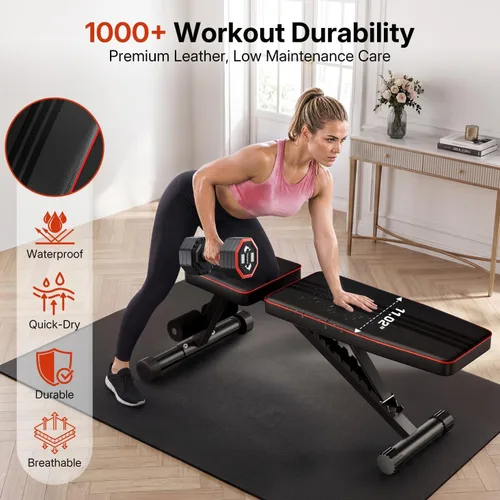 Vista 5 de Banco de pesas ajustable/plegable, banco de entrenamiento de gimnasio en casa de 660 libras, banco de ejercicios de levantamiento de asiento
