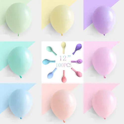 Vista 9 de Globos de fiesta azul pastel de 12 pulgadas, 50 globos de feliz cumpleaños para baby shower Idea para revelación de género, aniversario, boda