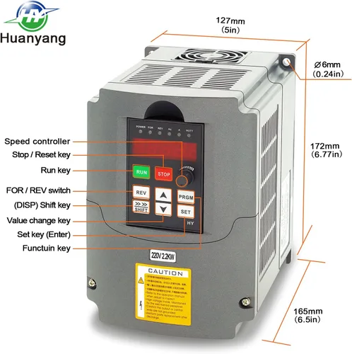 Vista 3 de Paquete de husillo VFD-220V-2.2KW: VFD para entrada de 1 o 3 fases, salida trifásica, 220 V, 2.2 kw (3 hp) + husillo refrigerado por agua de 400 Hz