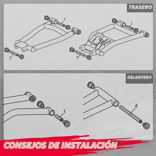 Vista 6 de KEMIMOTO Kit de bujes de brazo en A, kit de bujes de brazo de control resistente