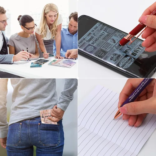 Vista 5 de Fuutreo 60 bolígrafos motivacionales, cuadernos, regalos a granel, con cita inspiradora, bolígrafo, bloc de notas de bolsillo pequeño, mini diarios
