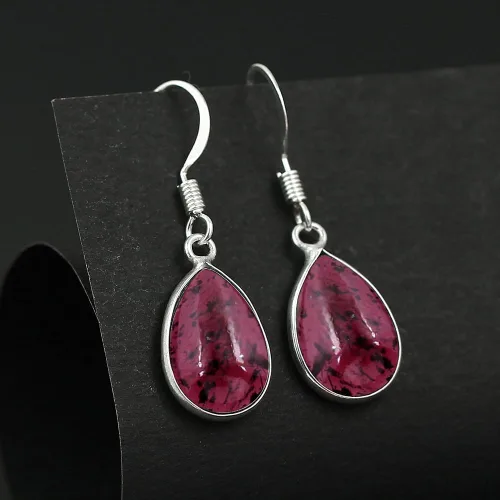 Vista 2 de Teardrop Shape Gemstone Dangle Earrings for Women - Sterling Silver Plated Birthstone Dangle & Drop Handmade Jewelry Earrings - Wedding Chrisrmas