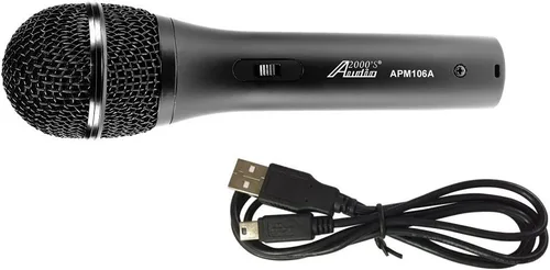 Vista 7 de Audio2000'S APM150PRO-U Micrófono dinámico profesional de neodimio supercardioides con cable XLRF-USB de 20 pies