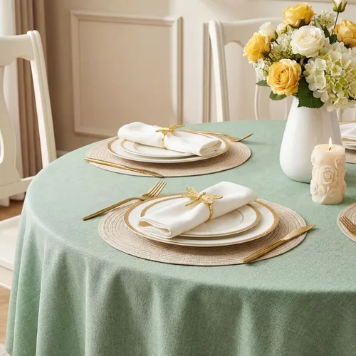 Vista 14 de IVAPUPU Mantel de Lino Texturizado para Mesa Rectangular - Mantel de Tela Impermeable Rectangular Sin Arrugas Limpiable Cubierta de Comedor