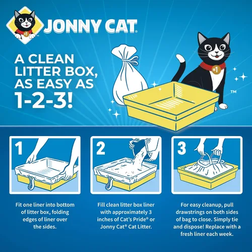 Vista 5 de Bolsas para caja de arena Jonny Cat: Uso intensivo - Resistente a roturas y fugas - Cierre con cordón - Jumbo, 15 unidades (Paquete de 6)