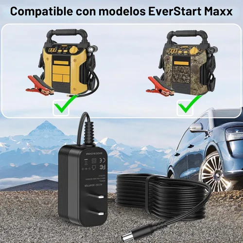 Vista 2 de Cable de alimentación de 12V CC para cargador de batería de arranque de EverStart Maxx Compatible con Ever Start Max J7CCE J7CE 800A 800 pico