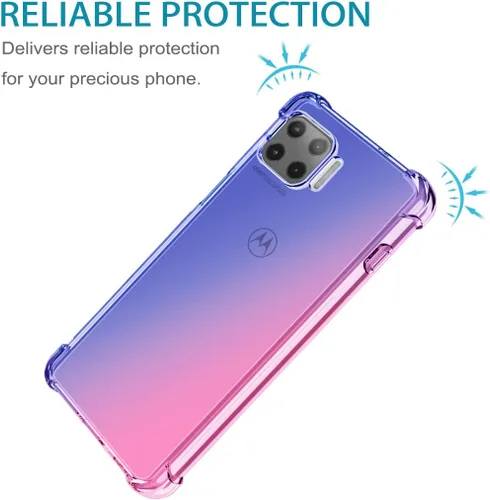 Vista 2 de Funda para Moto G 5G Plus/Moto One 5G con protector de pantalla de vidrio templado, transparente degradado delgado, a prueba de golpes, TPU