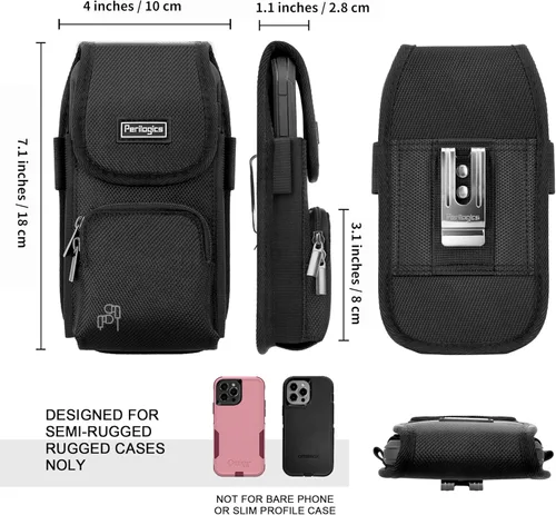 Vista 4 de Perilogics Funda de nailon para cinturón de teléfono celular compatible con iPhone 17 Pro Max, 16 Pro Max, 16 Plus, 15 Pro Max, 15 Plus, 14 Pro Max