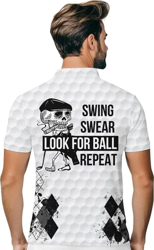 Vista 3 de PAGYMO Camisas de golf para hombre, con estampado divertido y loco hawaiano