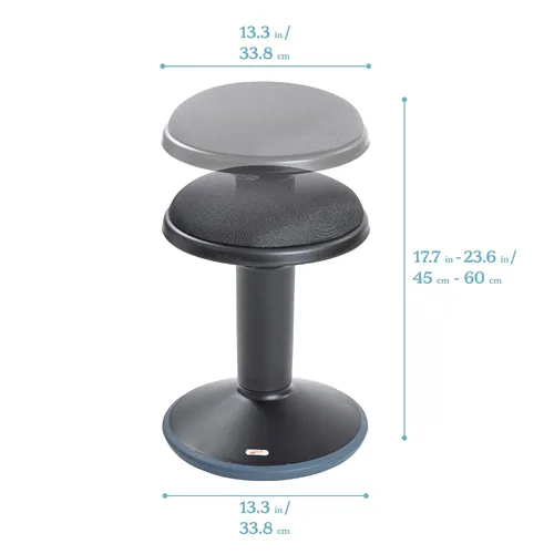 Vista 3 de ECR4Kids Taburete oscilante Sitwell con cojín, altura ajustable, asiento activo, negro