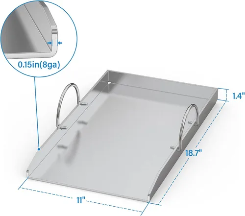 Vista 2 de Stanbroil Sartén de acero inoxidable con soporte de repuesto para parrillas Weber 8854 Weber Genesis II serie 400