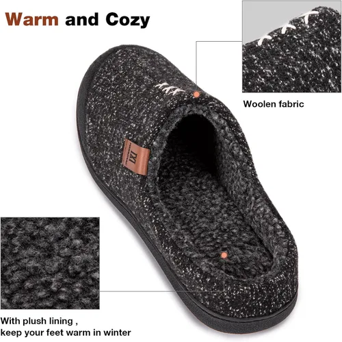 Vista 4 de MERRIMAC Pantuflas cómodas de espuma viscoelástica para hombre para interiores y exteriores, antideslizantes, con espalda abierta