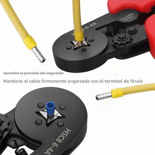 Vista 5 de Preciva Herramienta de prensado de virola con conectores de alambre y bolsa Rojo + Bolsa