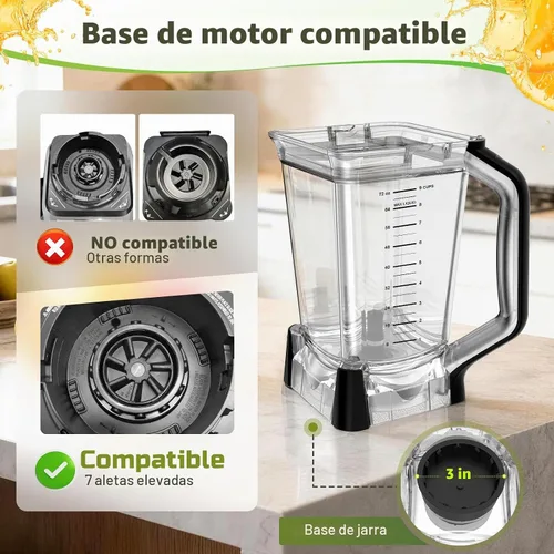 Vista 5 de Jarra de licuadora de 72 oz compatible con licuadora Ninja BN751 BN801