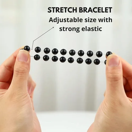 Vista 120 de Crystal Vibe Pulseras de cuentas de 0.315 in para mujeres y hombres, pulseras de cristal con piedras preciosas naturales, tamaño elástico ajustable