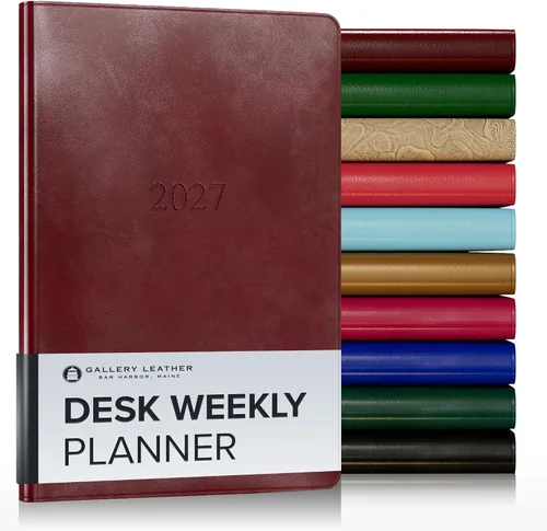 Vista 168 de Gallery Leather Planificador Semanal y Mensual Grande 2025-2026, Calendario Planificador y Cuaderno Elegantemente Encuadernado con Elegantes Bordes