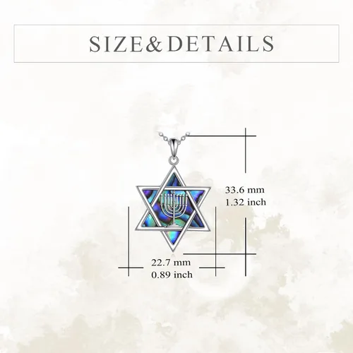 Vista 42 de YFN Collar de estrella de David de plata de ley, concha de abulón, árbol de la vida, joyería judía, regalos para mujeres y hombres